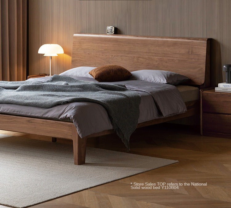 Black Walnut Solid wood bed Nordic modern