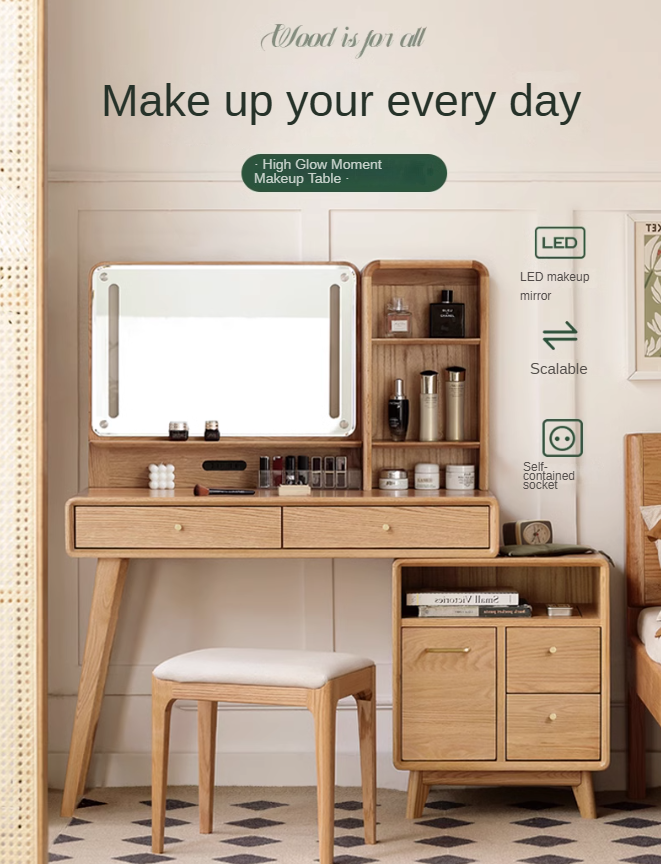 Oak solid wood Dressing Table Telescopic -USA