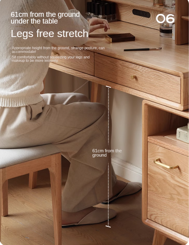 Oak solid wood Dressing Table Telescopic -USA
