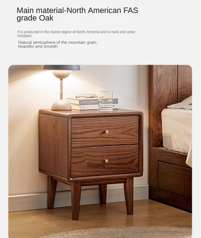 Oak Solid Wood walnut color Nightstand