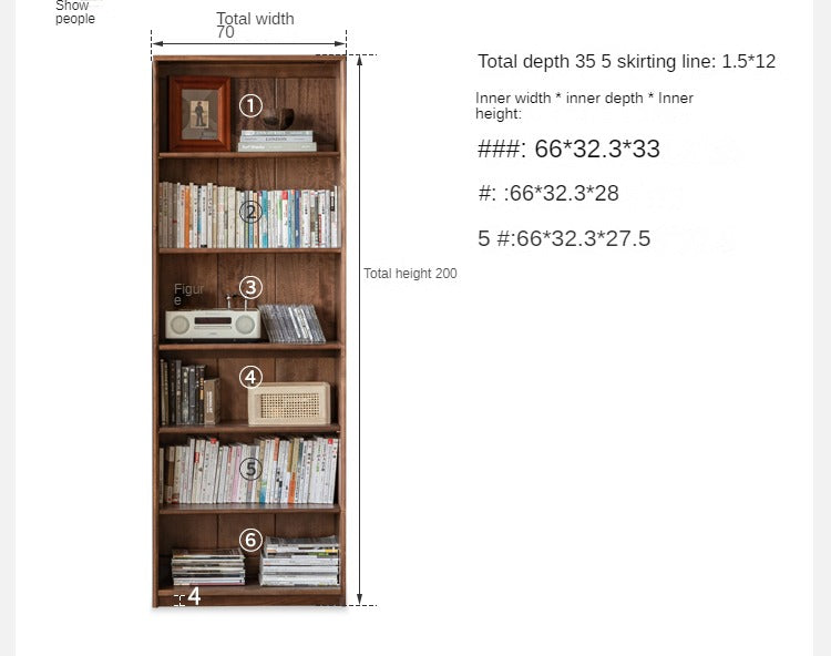 Black Walnut Solid Wood Bookshelf -USA