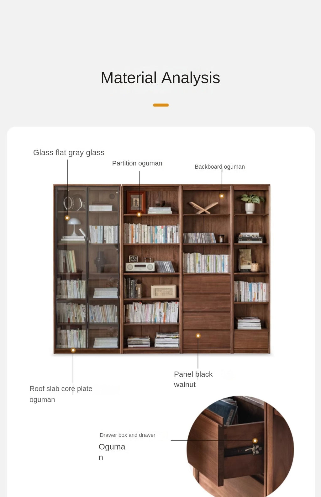 Black Walnut Solid Wood Bookshelf -USA