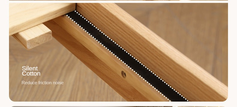 Oak solid wood bed with light and bookshelf