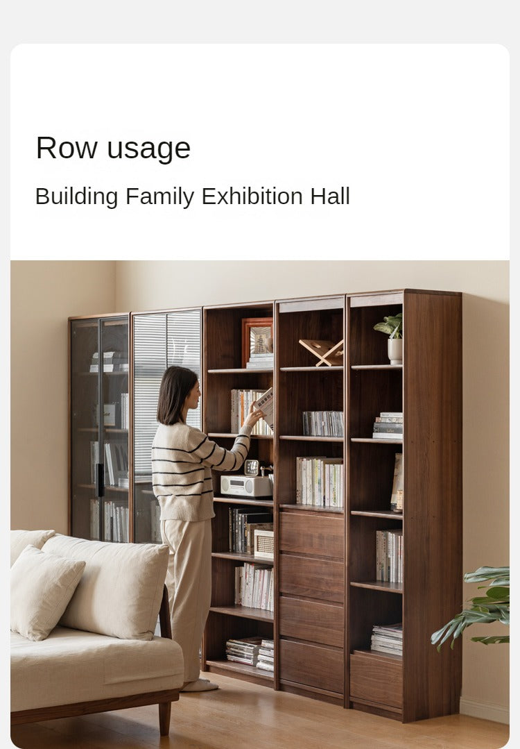 Black Walnut, Golden Sandalwood Solid Wood Bookshelf