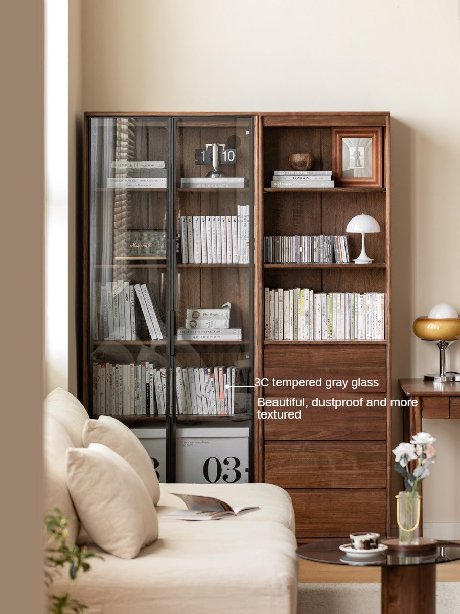 Black Walnut, Golden Sandalwood Solid Wood Bookshelf