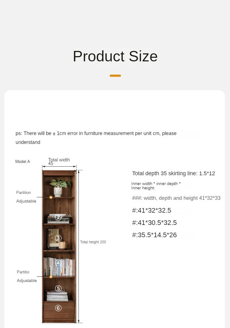 Black Walnut Solid Wood Bookshelf -USA