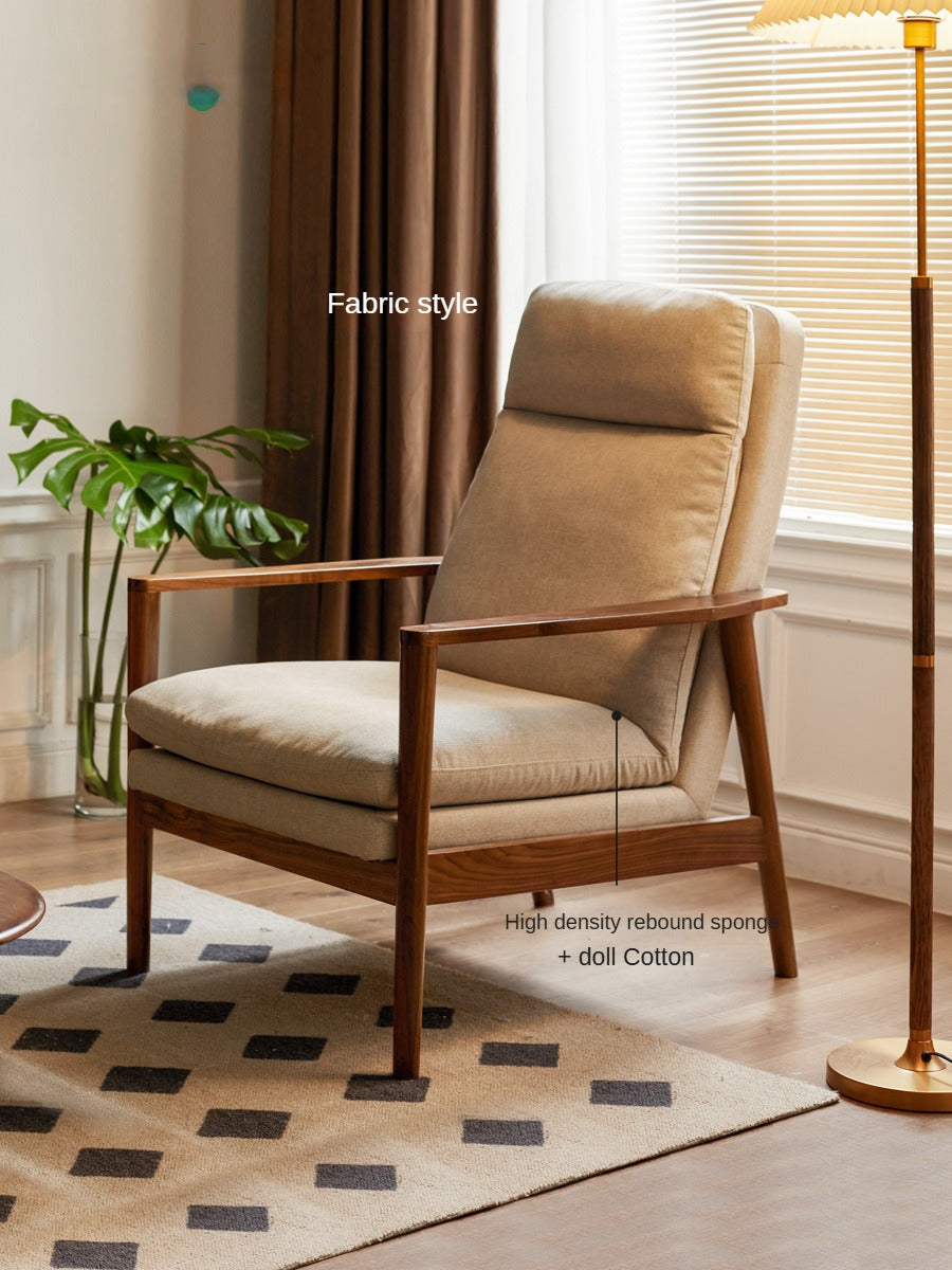Black Walnut Solid Wood Fabric Sofa Chair