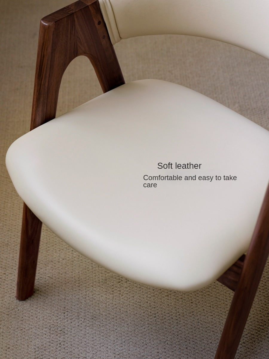 2 pcs Black Walnut Solid Wood, Organic Leather, Armchair