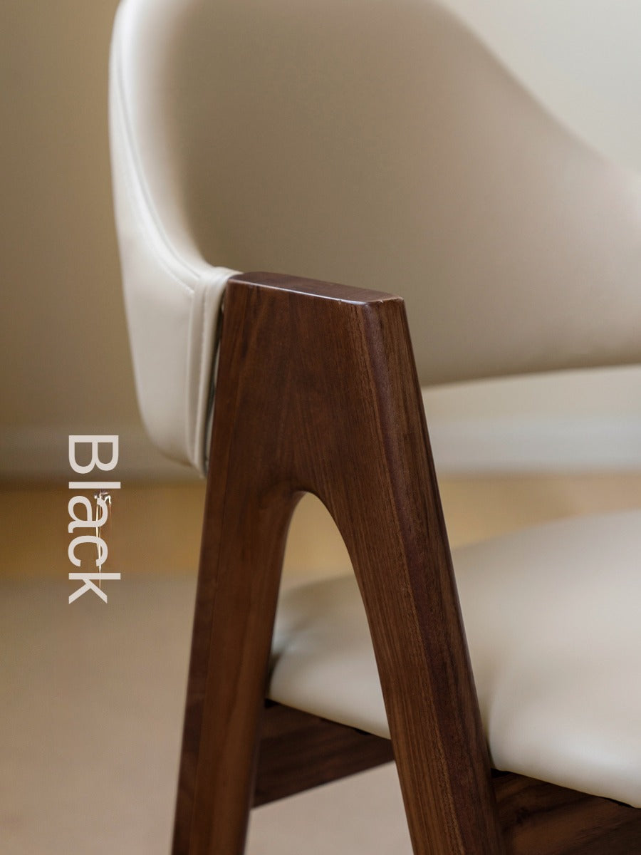 2 pcs Black Walnut Solid Wood, Organic Leather, Armchair