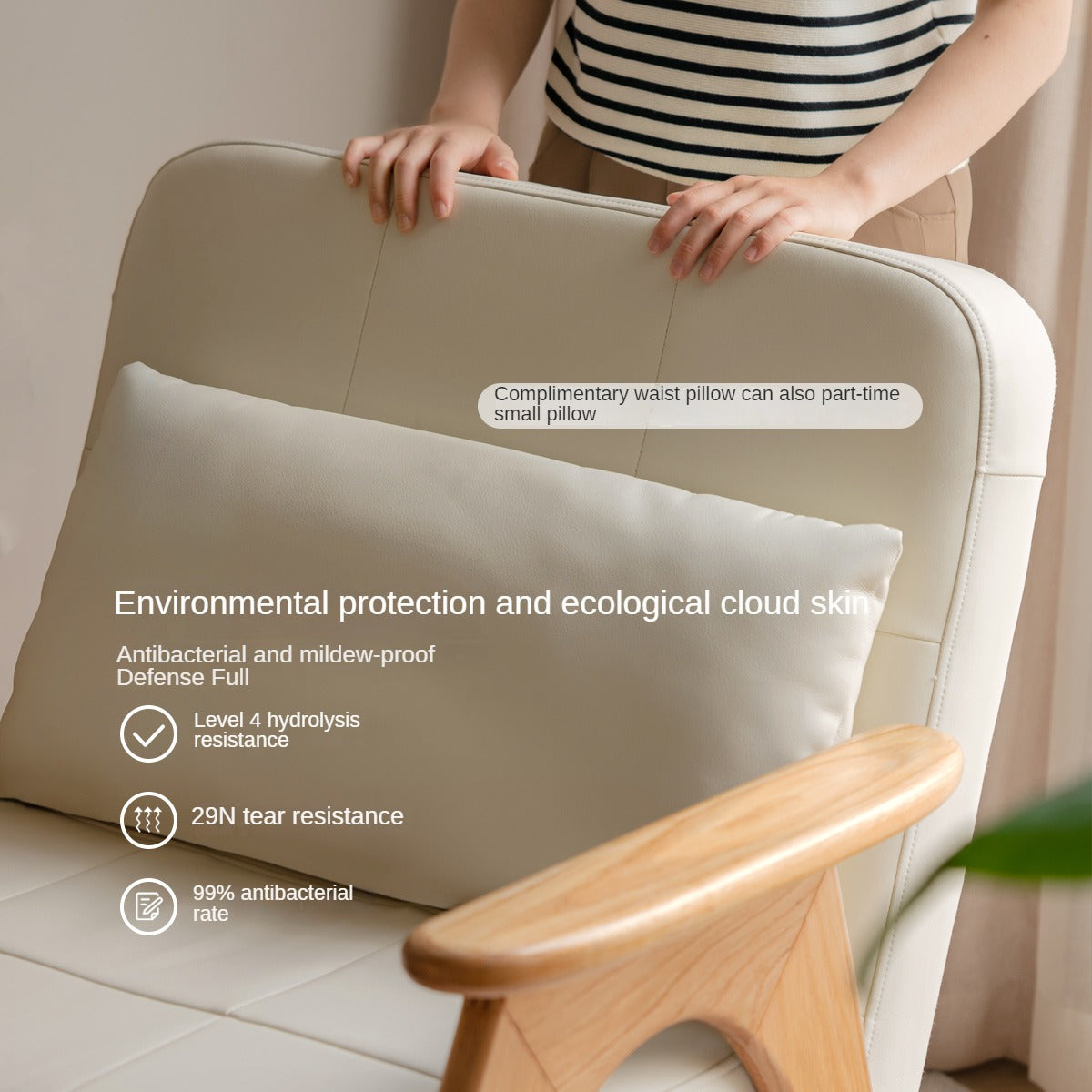 Oak, Beech Solid Wood Folding Dual-Purpose Sofa Chair.