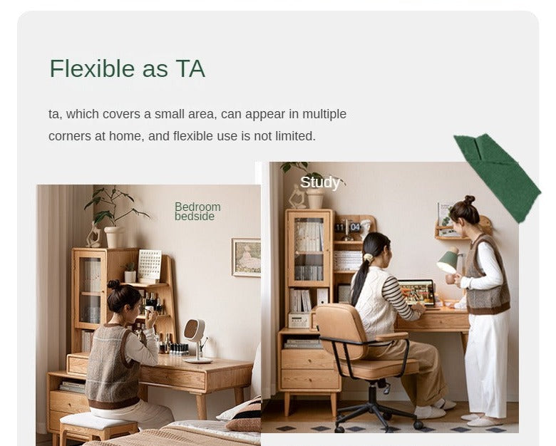 Oak Solid Wood Office Desk Combination