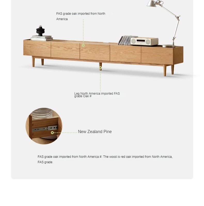 Oak Solid Wood Modern Large Floor TV Cabinet.