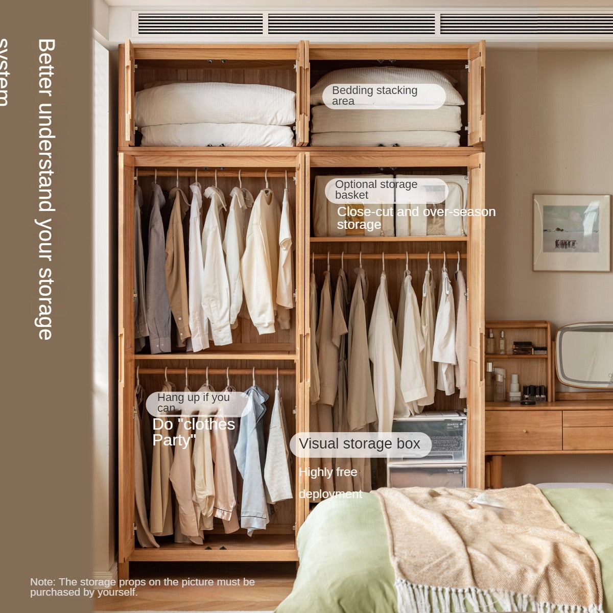 Oak solid wood combined Wardrobe.