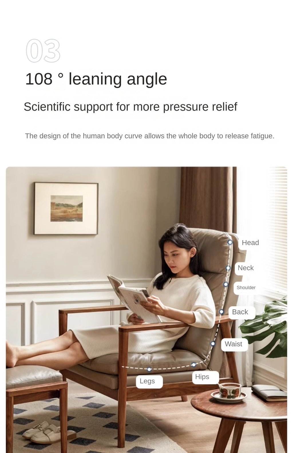 Black Walnut Solid Wood Fabric Sofa Chair