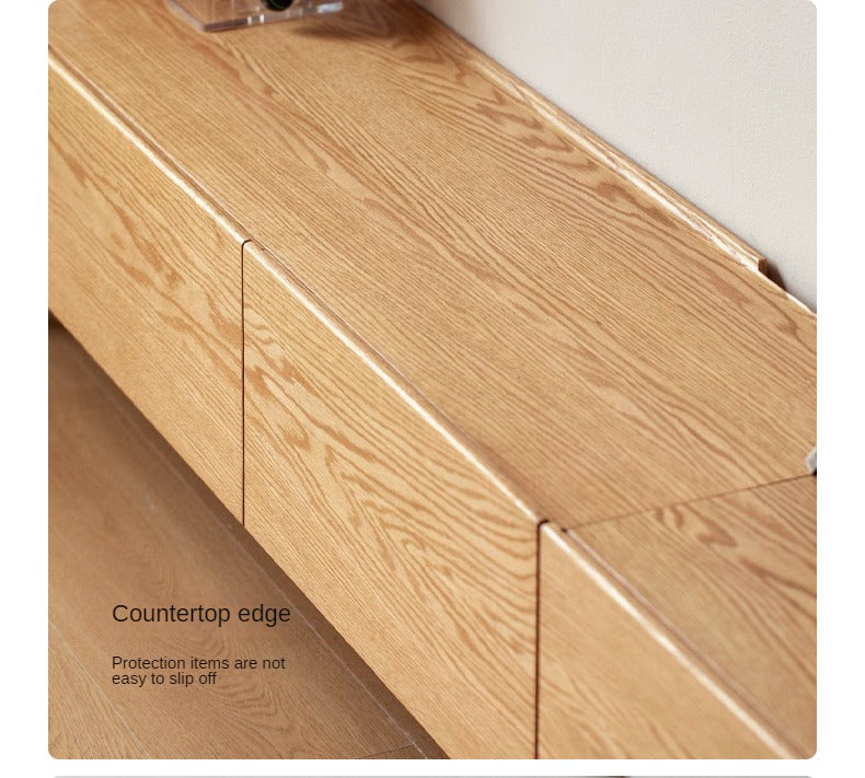 Oak Solid Wood Modern Large Floor TV Cabinet.