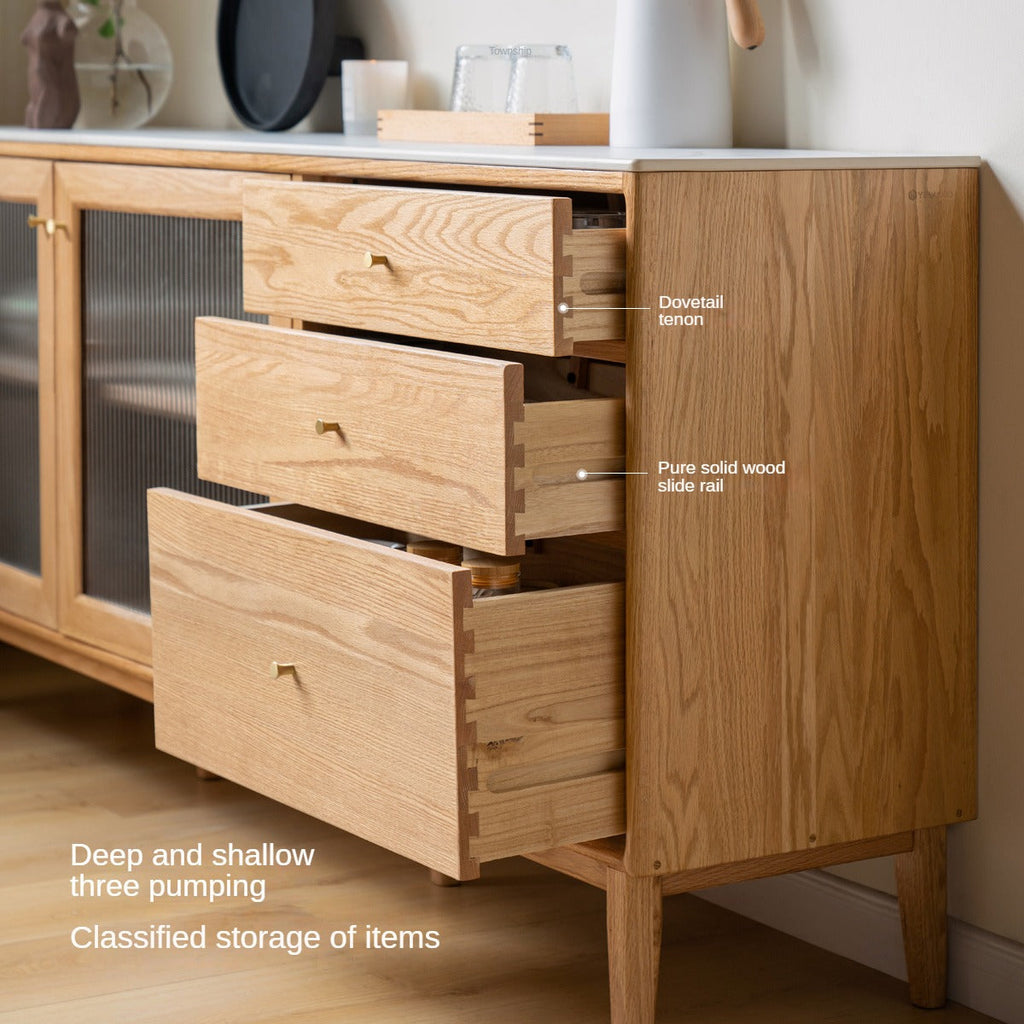 Oak Solid Wood Rock Board Modern Sideboard