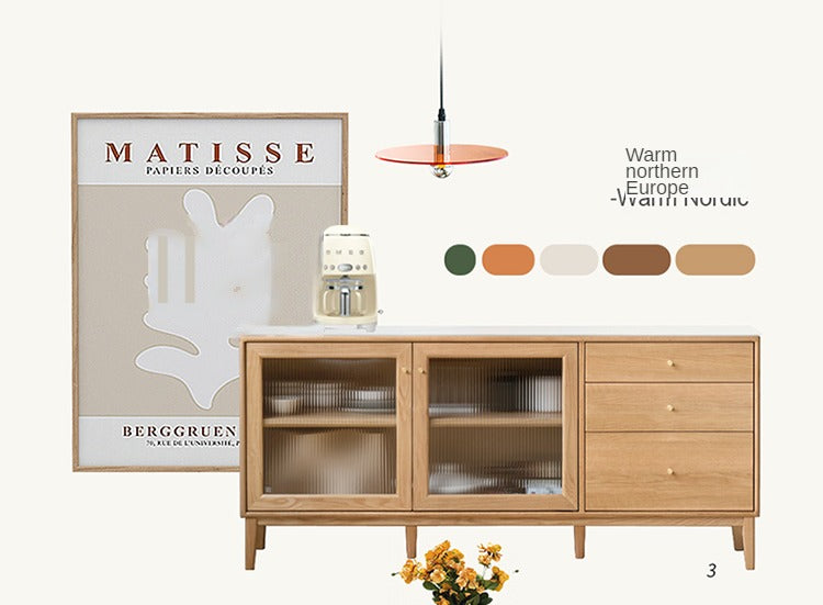 Oak Solid Wood Rock Board Modern Sideboard