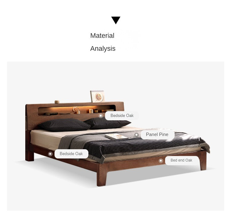 Oak solid wood bed with light walnut-color-USA