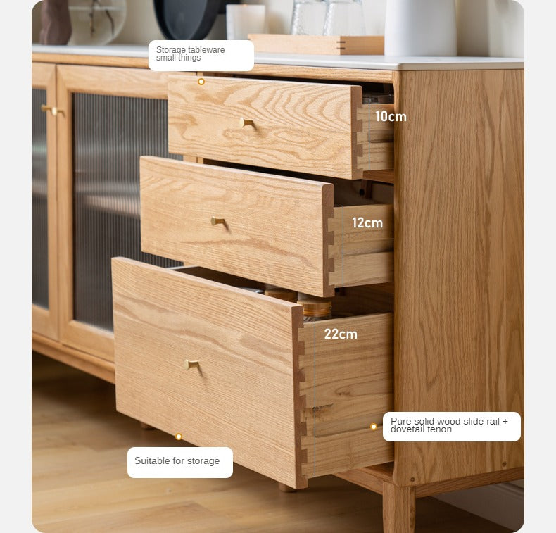 Oak Solid Wood Rock Board Modern Sideboard