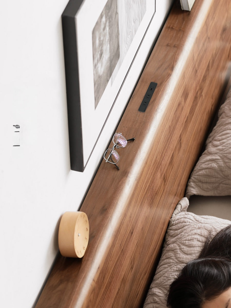 Black Walnut Solid wood bed Nordic modern