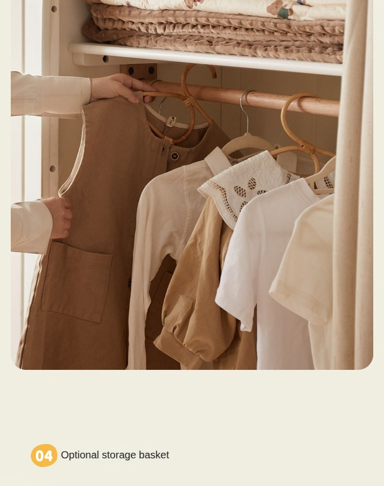 Solid Rubberwood Cream Style Children's Wardrobe