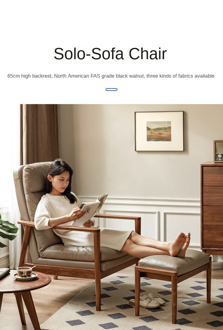 Black Walnut Solid Wood Fabric Sofa Chair