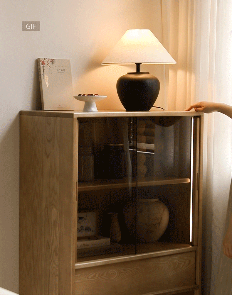 Ash Solid Wood Edge Cabinet Wabi Sabi Style