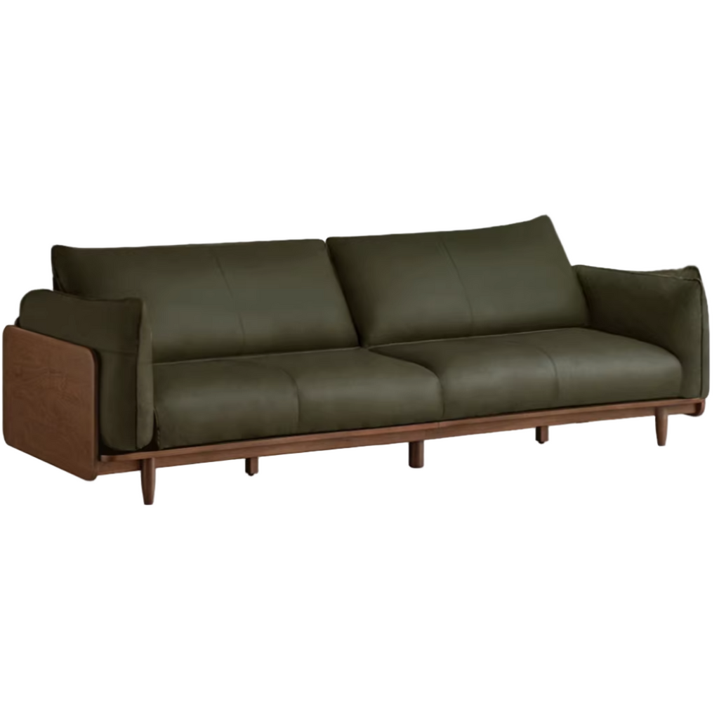 Black Walnut Solid Wood,Solid Sandalwood genuine leather, fabric Sofa