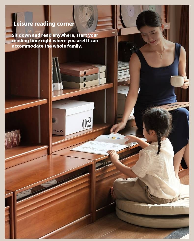 Poplar Solid Wood Antique Style Bookshelf Combination