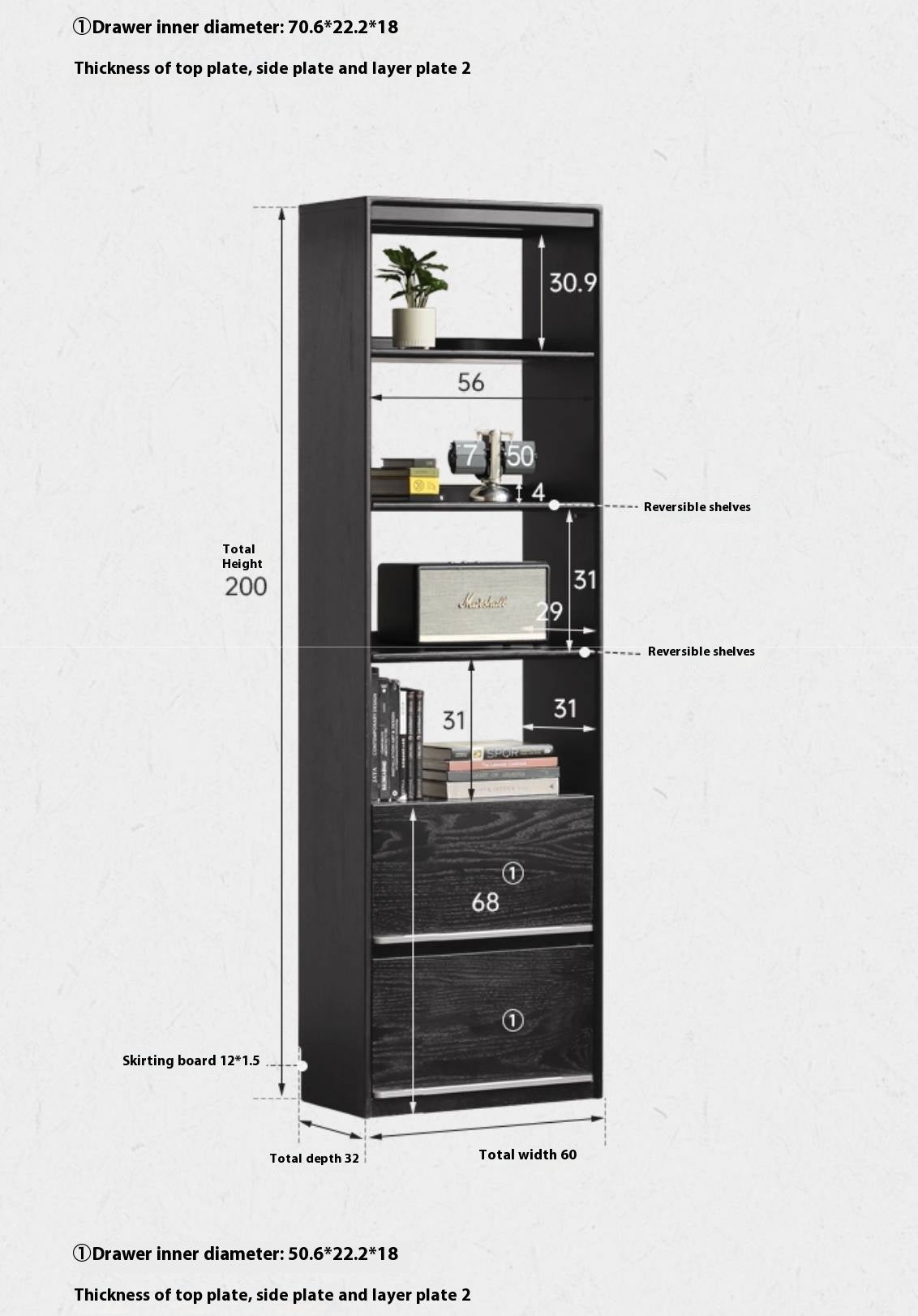 Oak Solid Wood Bauhaus Style Bookcase