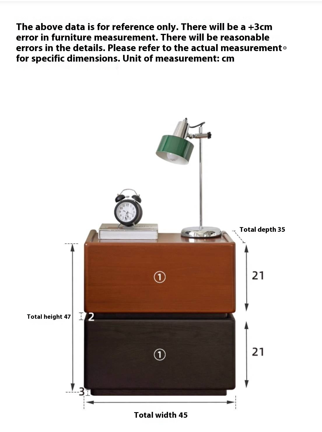 Oak, Ash Solid Wood Retro Style Nightstand