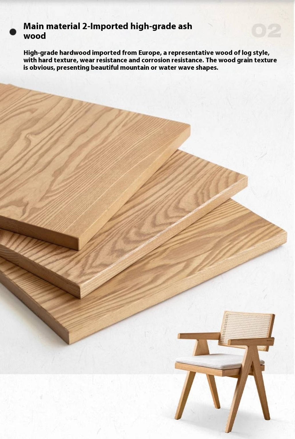 Oak Solid Wood Light Luxury Rattan Chair