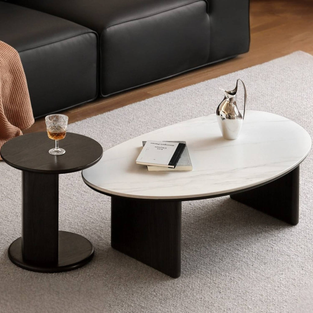 Oak Solid Wood Rock Slab Coffee Table Combination