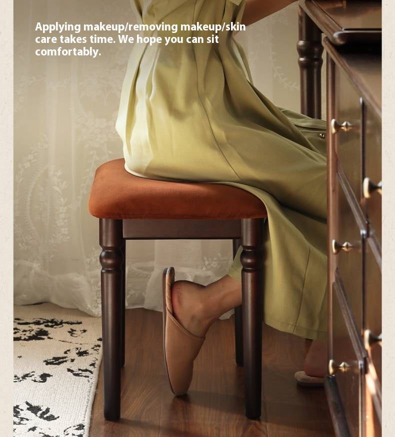 Beech Solid Wood American Retro Style Makeup Stool