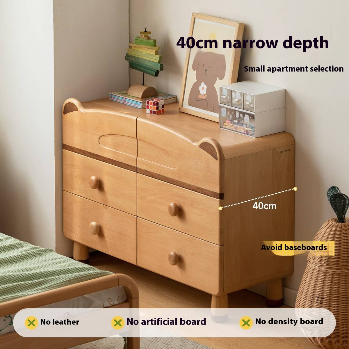 Beech Solid Wood Childrens Drawer