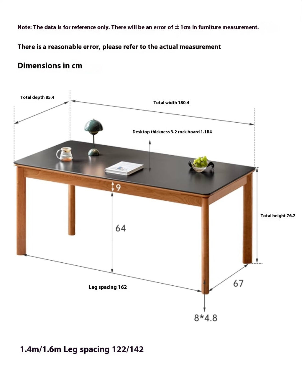 Cherry Solid Wood Rock Board Dining Table
