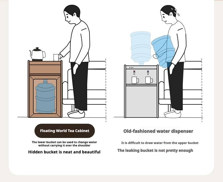 Black Walnut, Oak Solid Mobile Wood Tea Cabinet