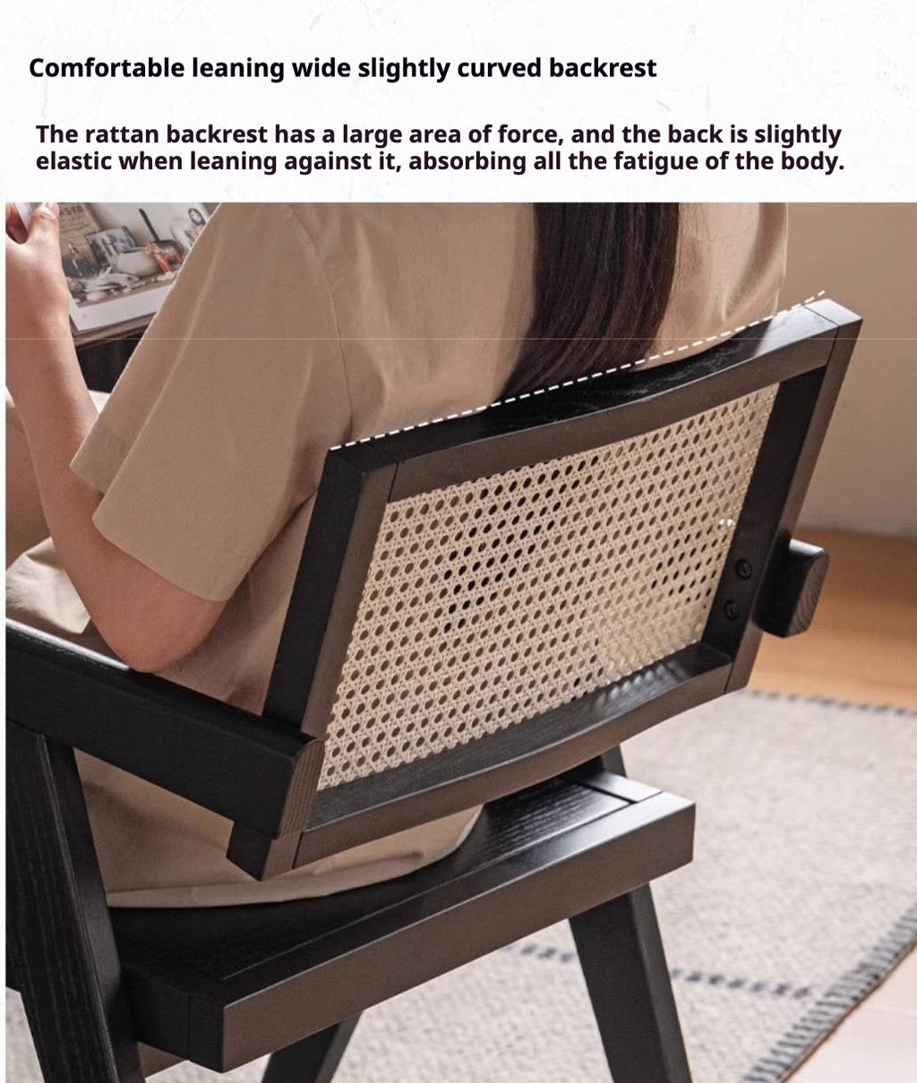 Oak Solid Wood Light Luxury Rattan Chair