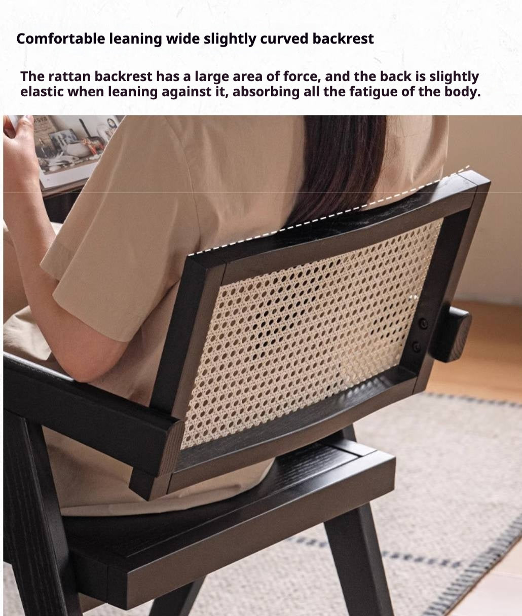 Oak Solid Wood Light Luxury Rattan Chair