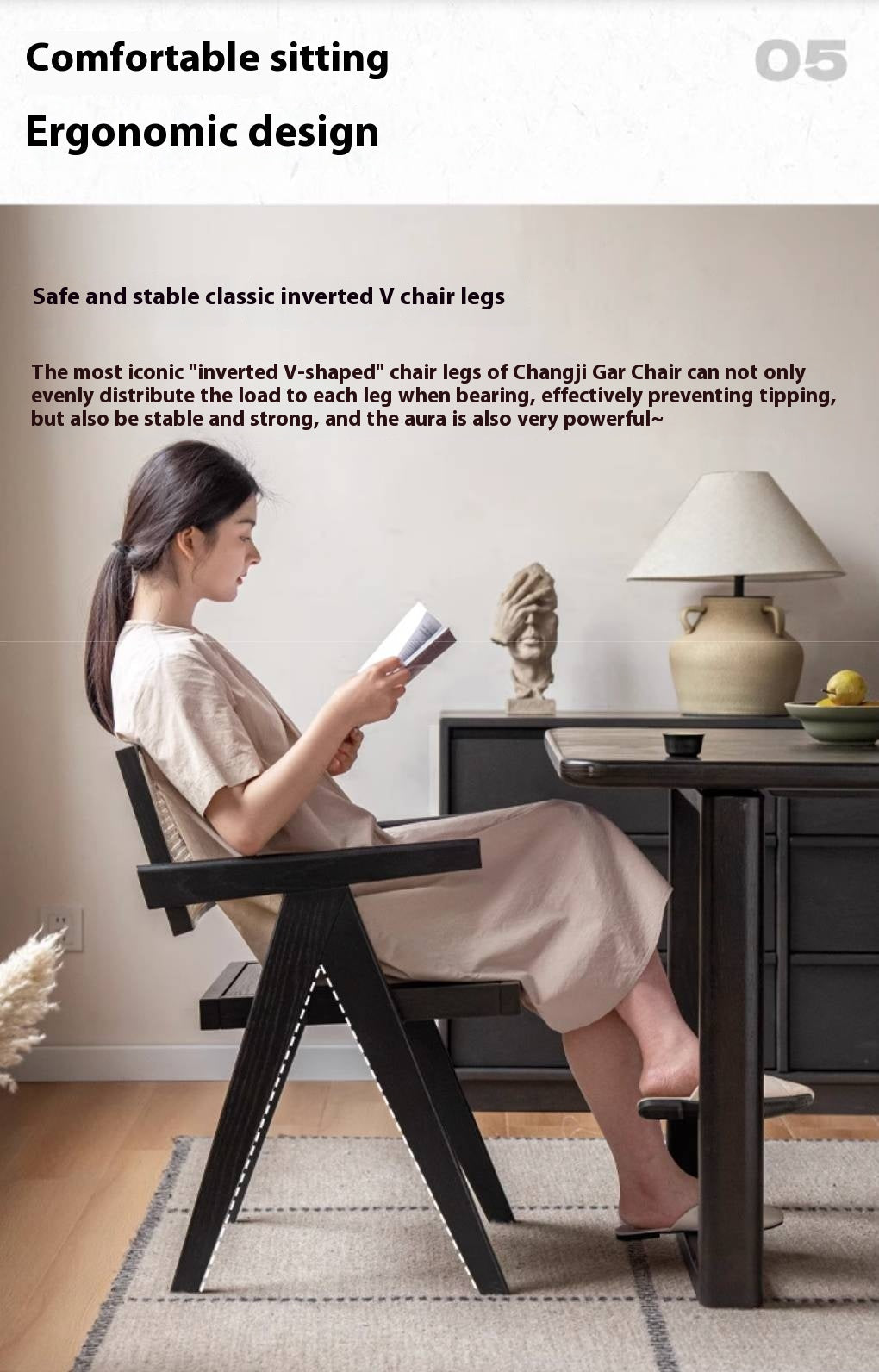 Oak Solid Wood Light Luxury Rattan Chair