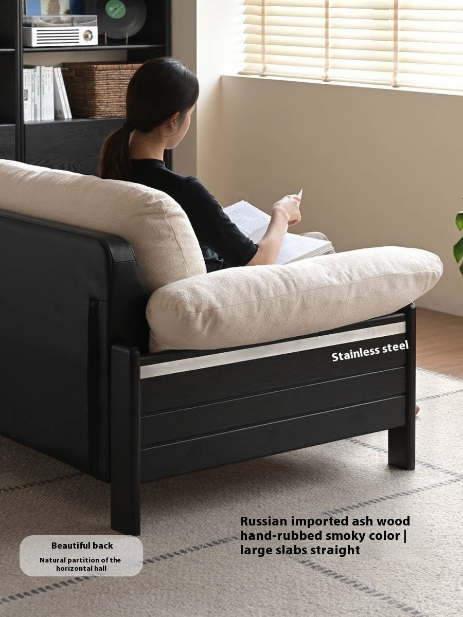 Ash Solid Wood Fabric, Leather Sofa