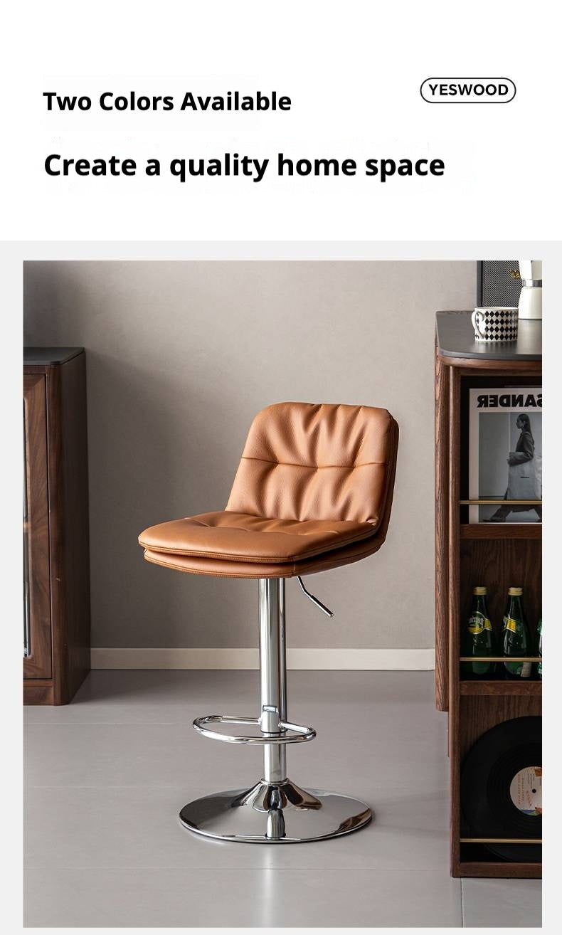 Leather High Backrest Rotating Bar Chair
