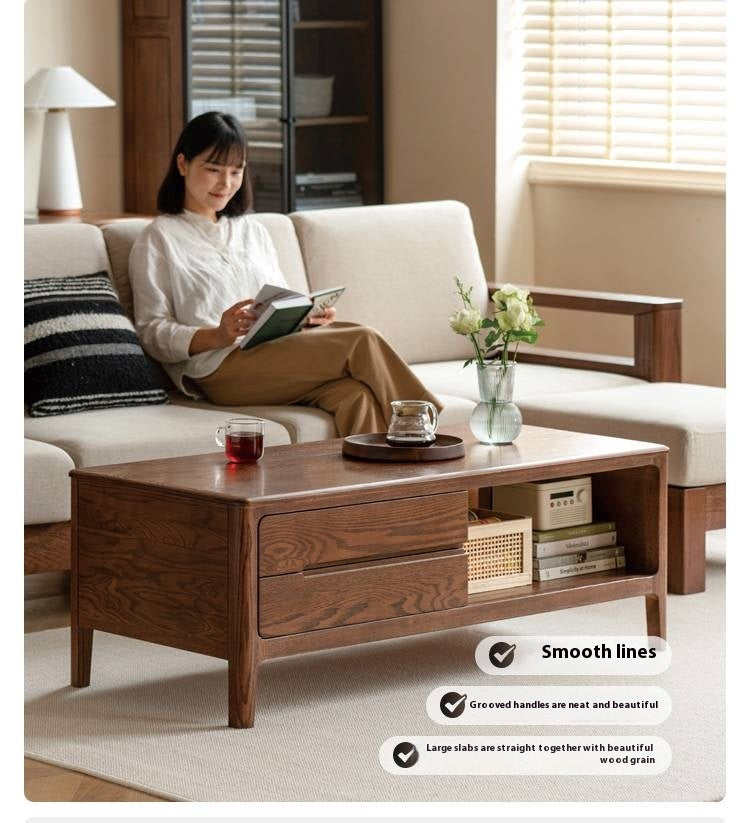 Solid Rubberwood, Oak Solid Wood Nordic Coffee Table