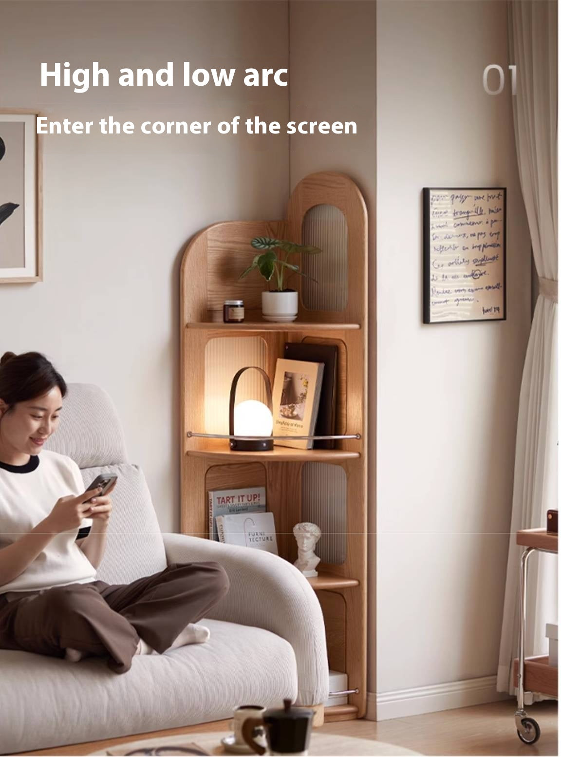 Oak, Ash Solid Wood Corner Bookshelf