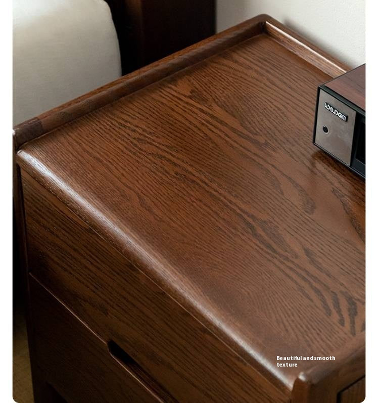 Rubberwood, Oak Solid Wood Simple Modern Style Nightstand