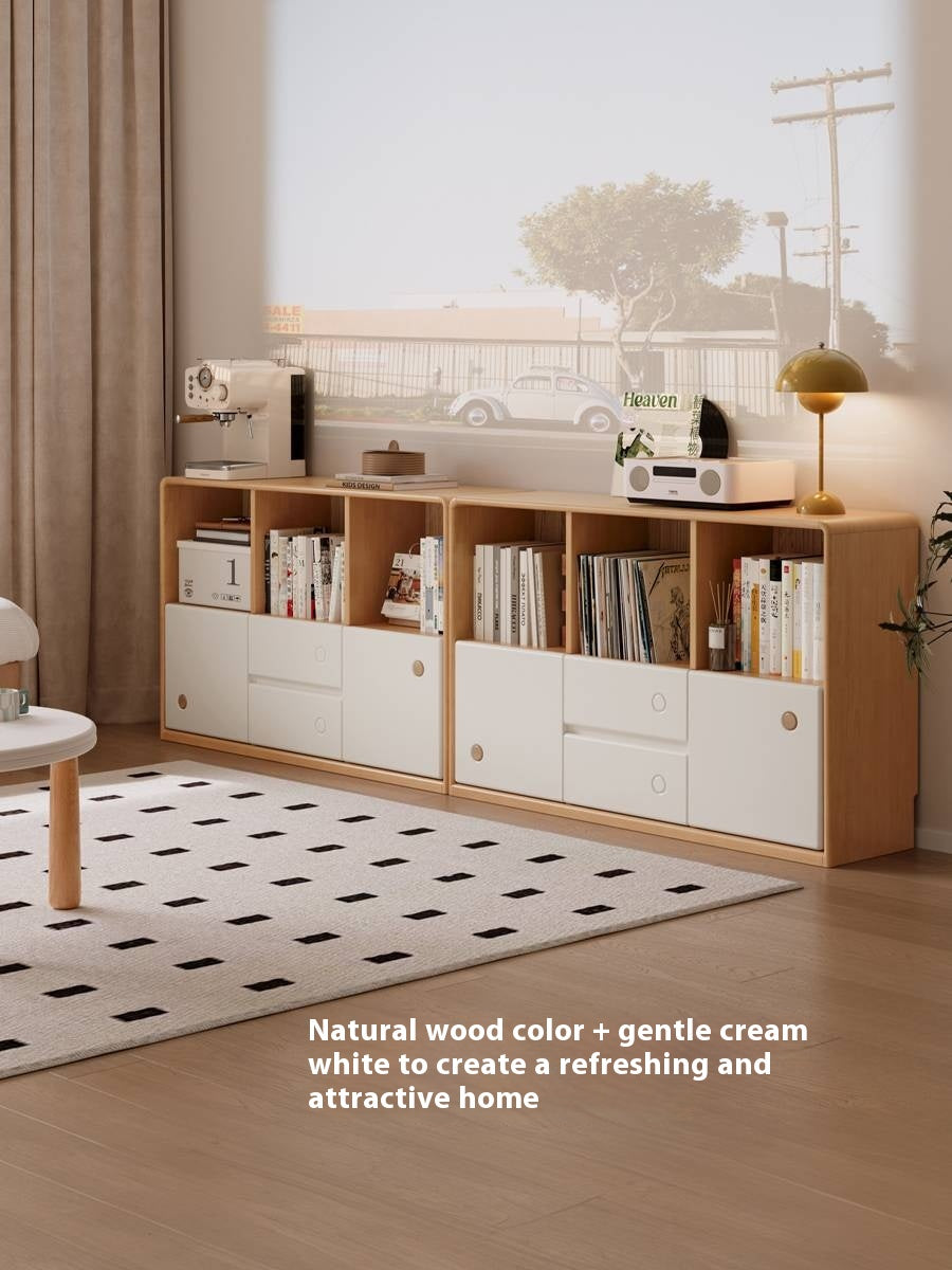 Solid Rubberwood Bookcase Cabinet