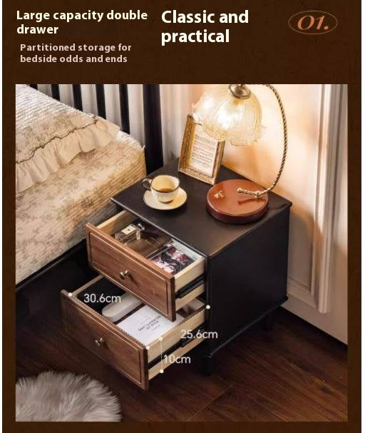 Oak Solid Wood American Retro Nightstand