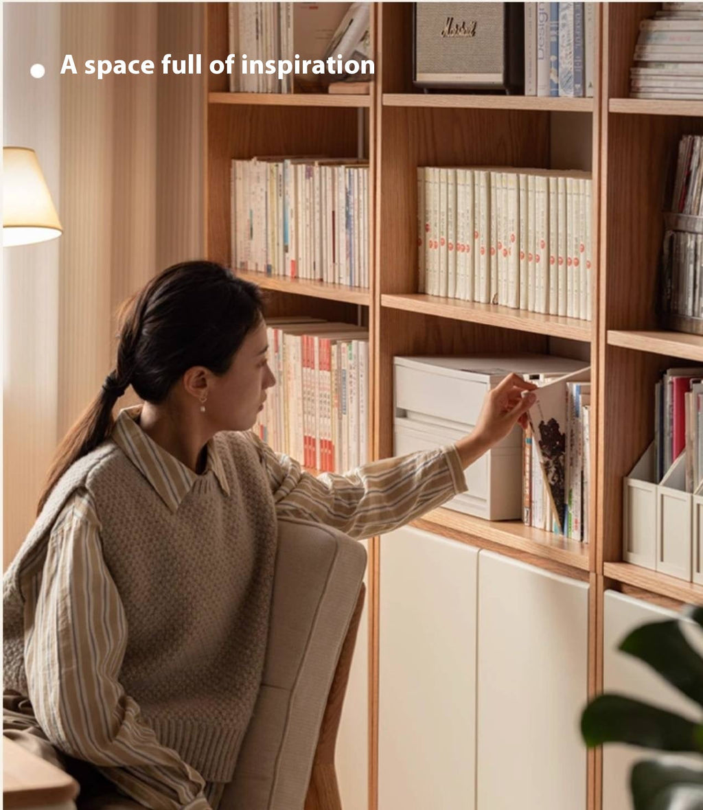 Oak Solid Wood Cream Style Bookcase