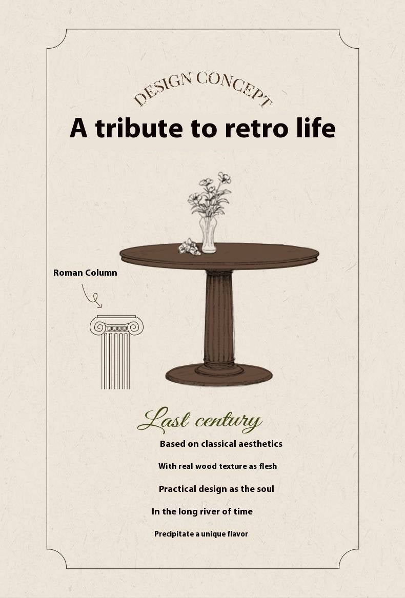 Poplar Solid Wood Dining Table American Retro