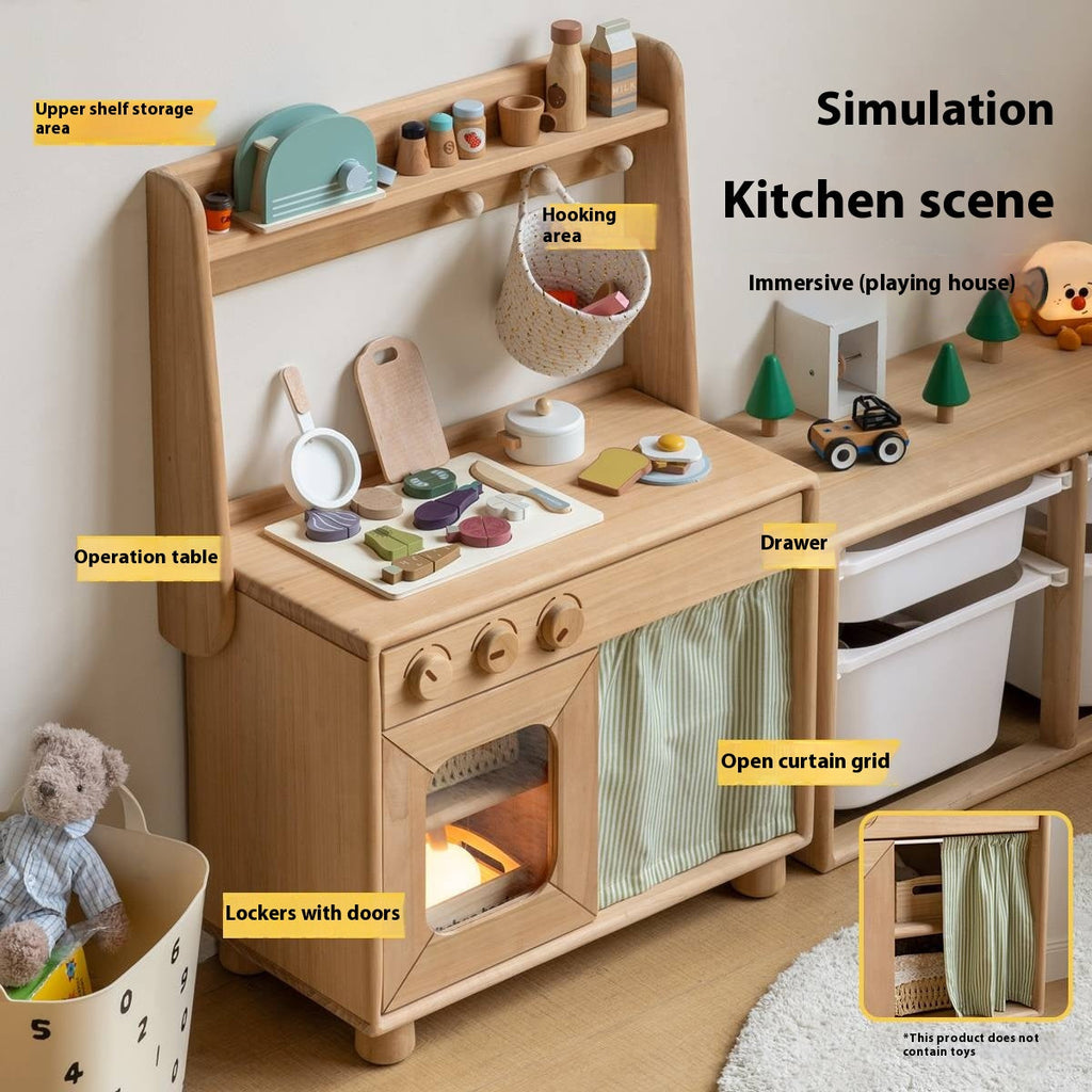Poplar Solid Wood Montessori Kids Kitchen Cabinet